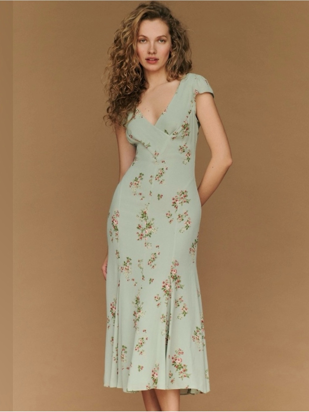 NWT Reformation Baden Dress - Hampstead-6 Green Floral Midi